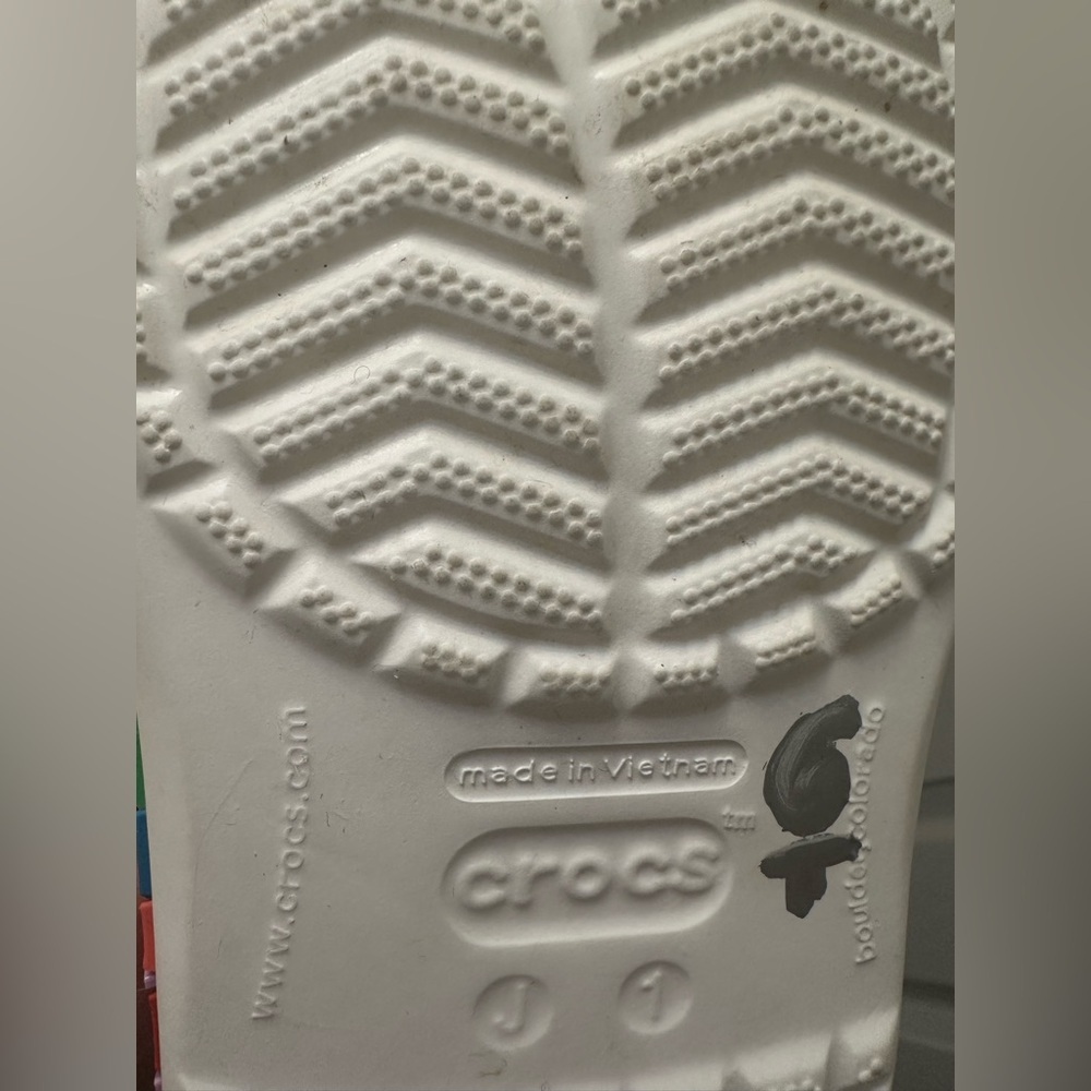 CROCS Kids White Clogs with Rainbow Accents - Picture 5 of 5